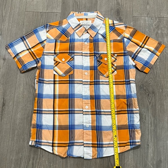 Aeropostale Men's Pocket Shirt Short Sleeve Orange Blue Size Medium - Picture 6 of 9